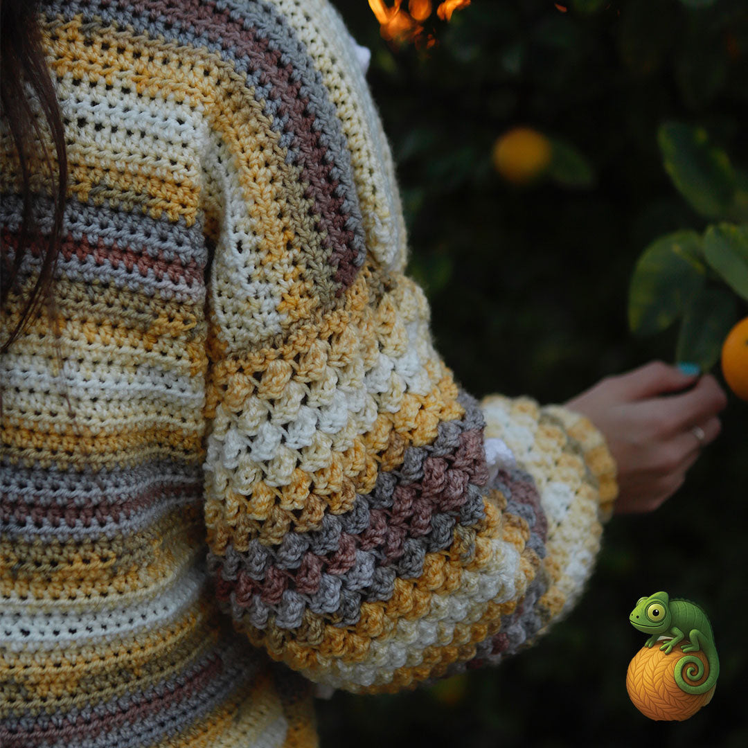 Yellow Crochet Jersey – Handmade Button-Up in Acrylic Wool