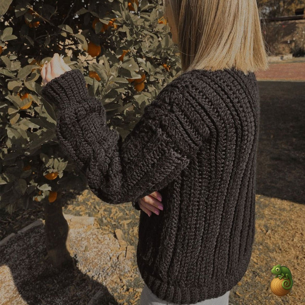 Black Crochet Jersey – Chunky Wool | Handmade in South Africa - ChameleonCrotchet