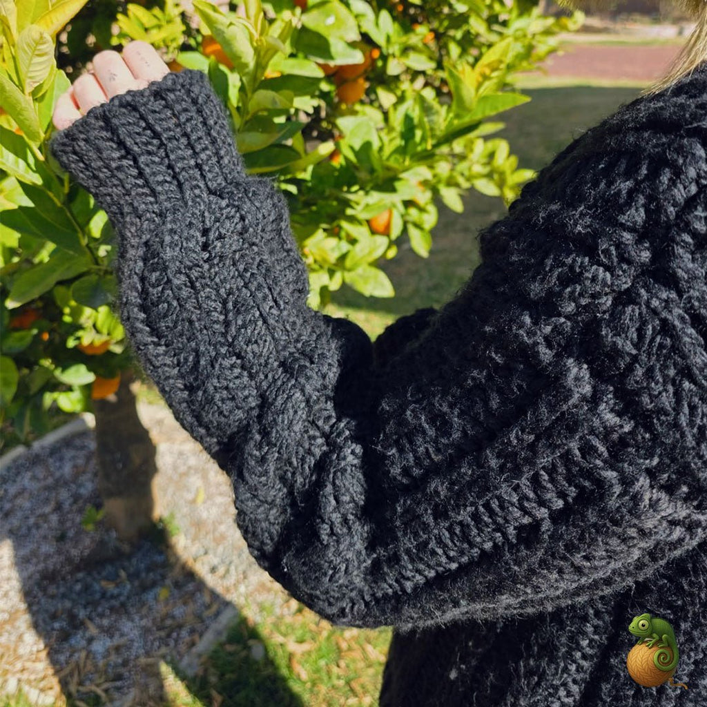 Black Crochet Jersey – Chunky Wool | Handmade in South Africa - ChameleonCrotchet