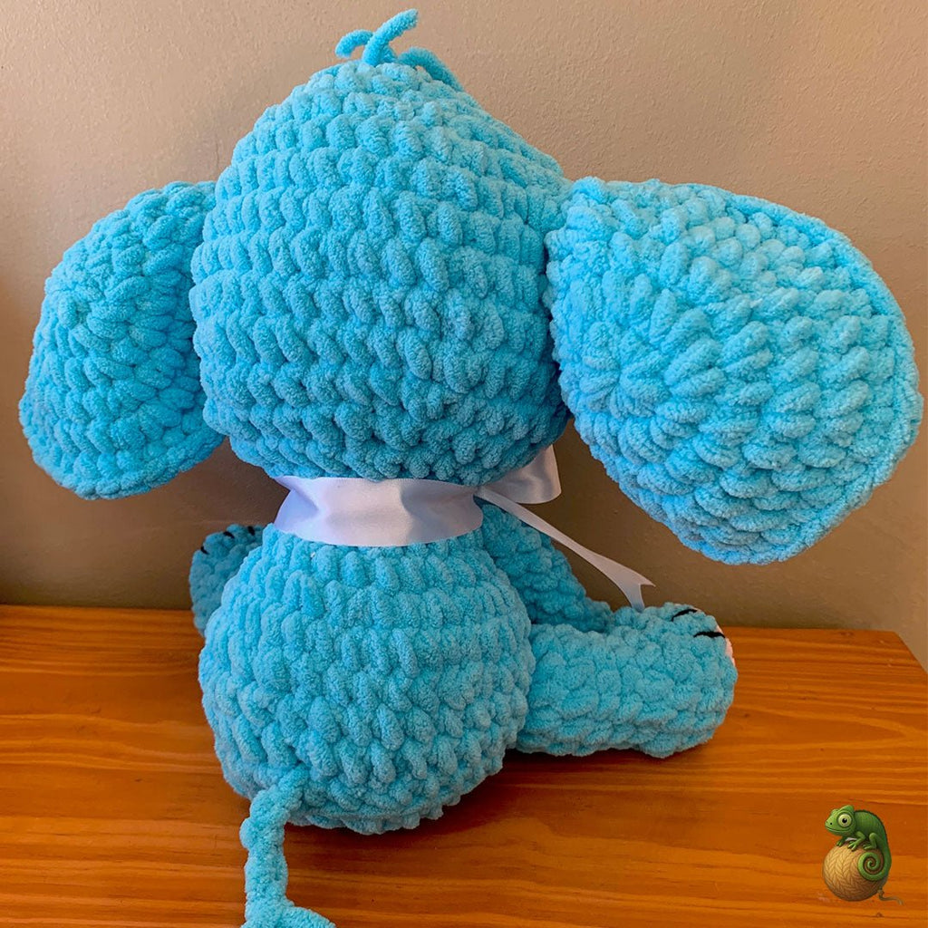 Blue Elephant Crochet Plush – Handmade with Love using Chanel Wool - ChameleonCrotchet