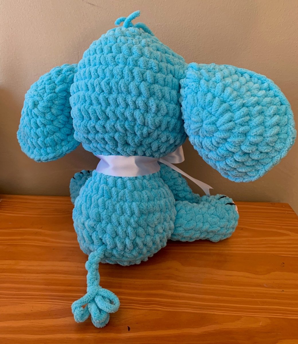 Blue Elephant Crochet Plush – Handmade with Love using Chanel Wool - ChameleonCrotchet