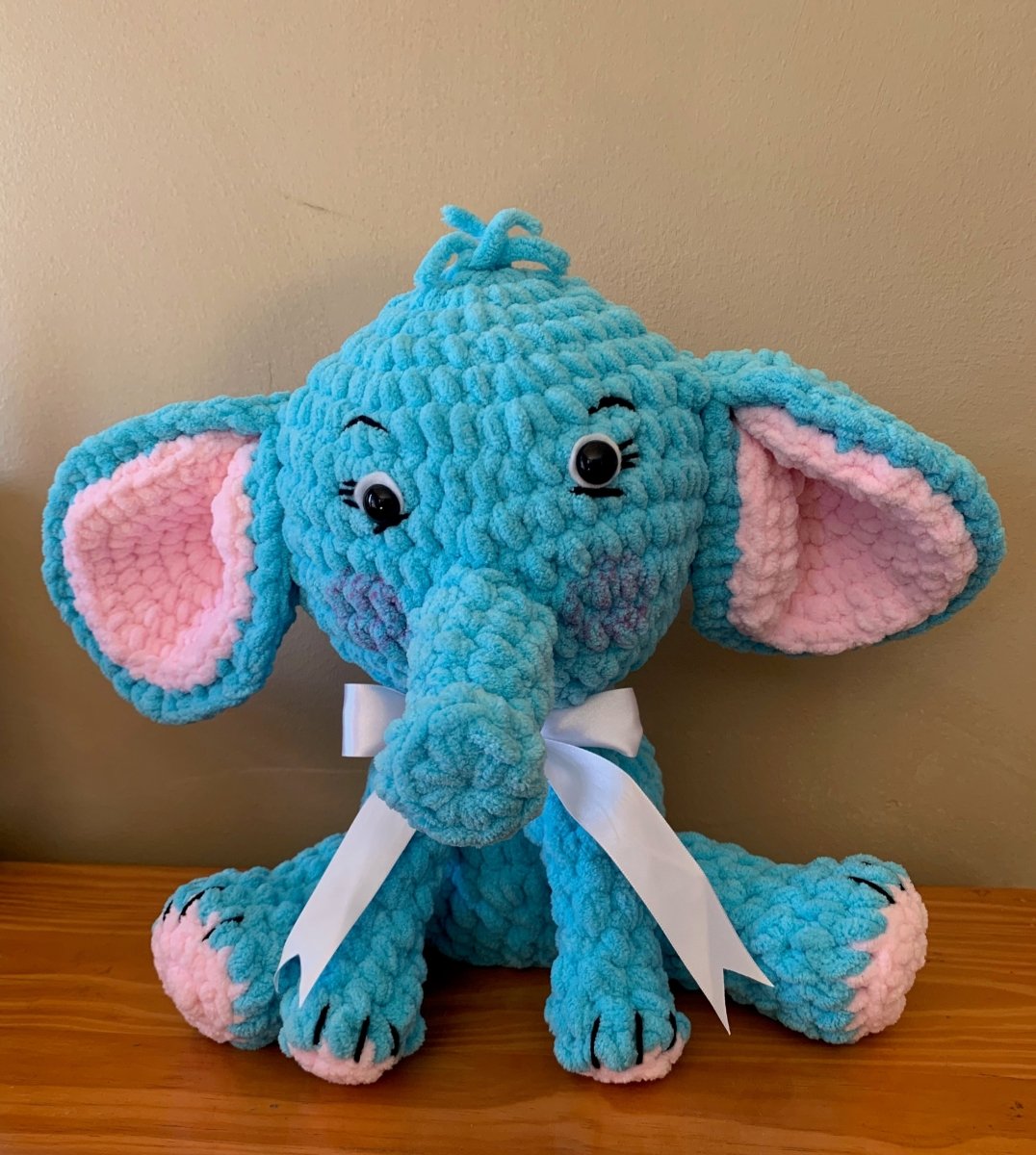 Blue Elephant Crochet Plush – Handmade with Love using Chanel Wool - ChameleonCrotchet