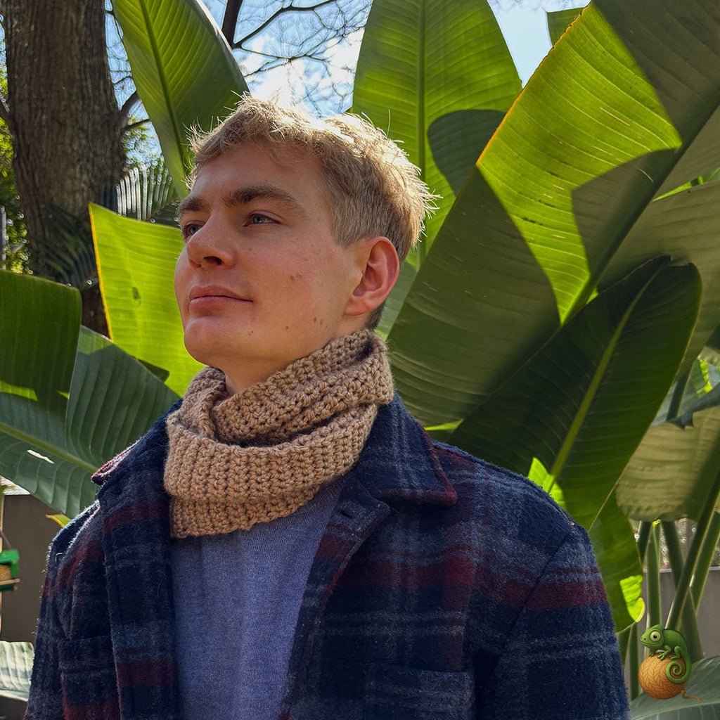 Chameleon Crochet Winter Scarf – Warm Brown Wool | Handmade in South Africa - ChameleonCrotchet