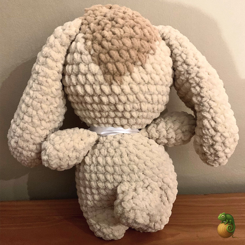 Crochet Bunny Plush with Bow Tie – Handmade with Chanel Wool - ChameleonCrotchet