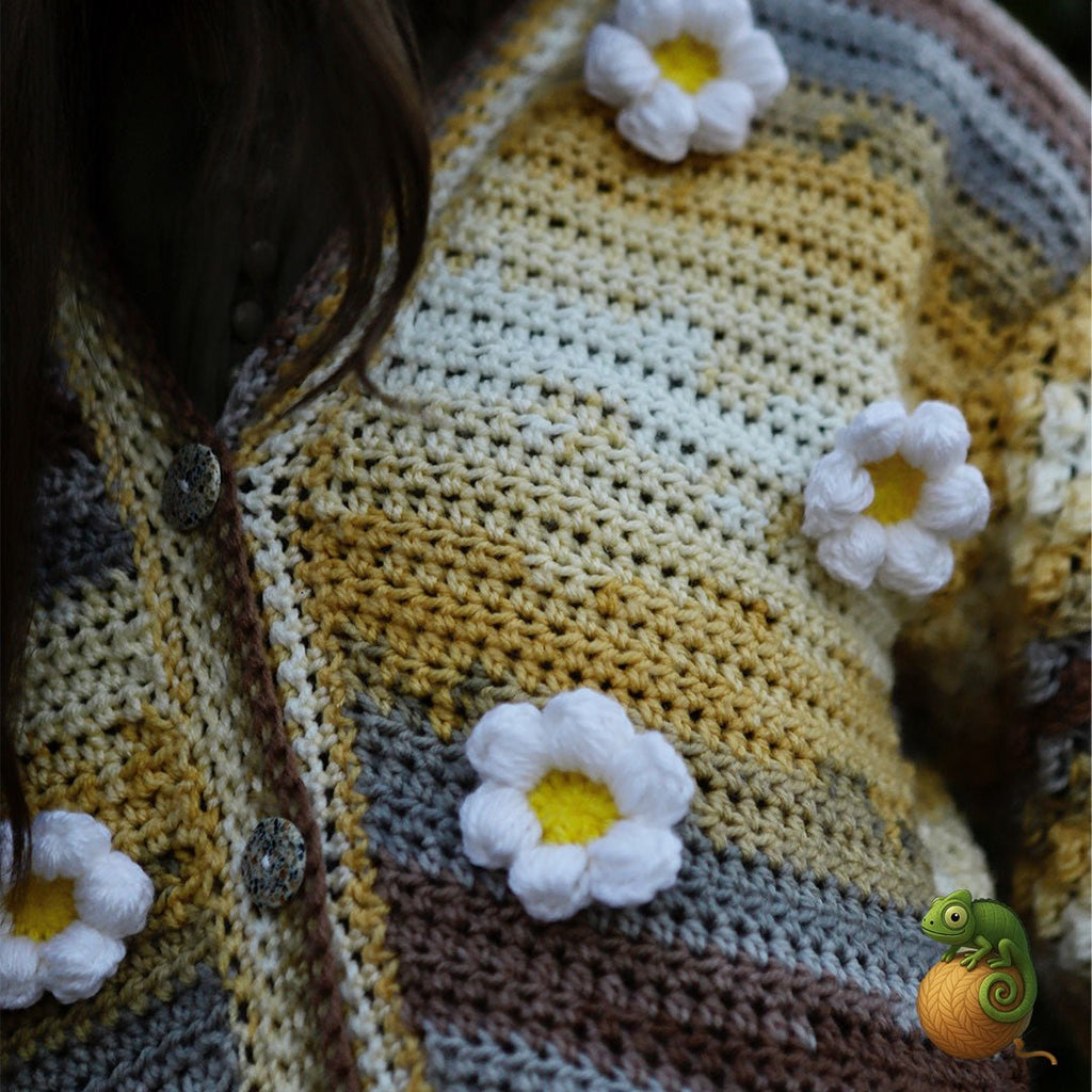 Yellow Crochet Jersey – Handmade Button - Up in Acrylic Wool - ChameleonCrotchet